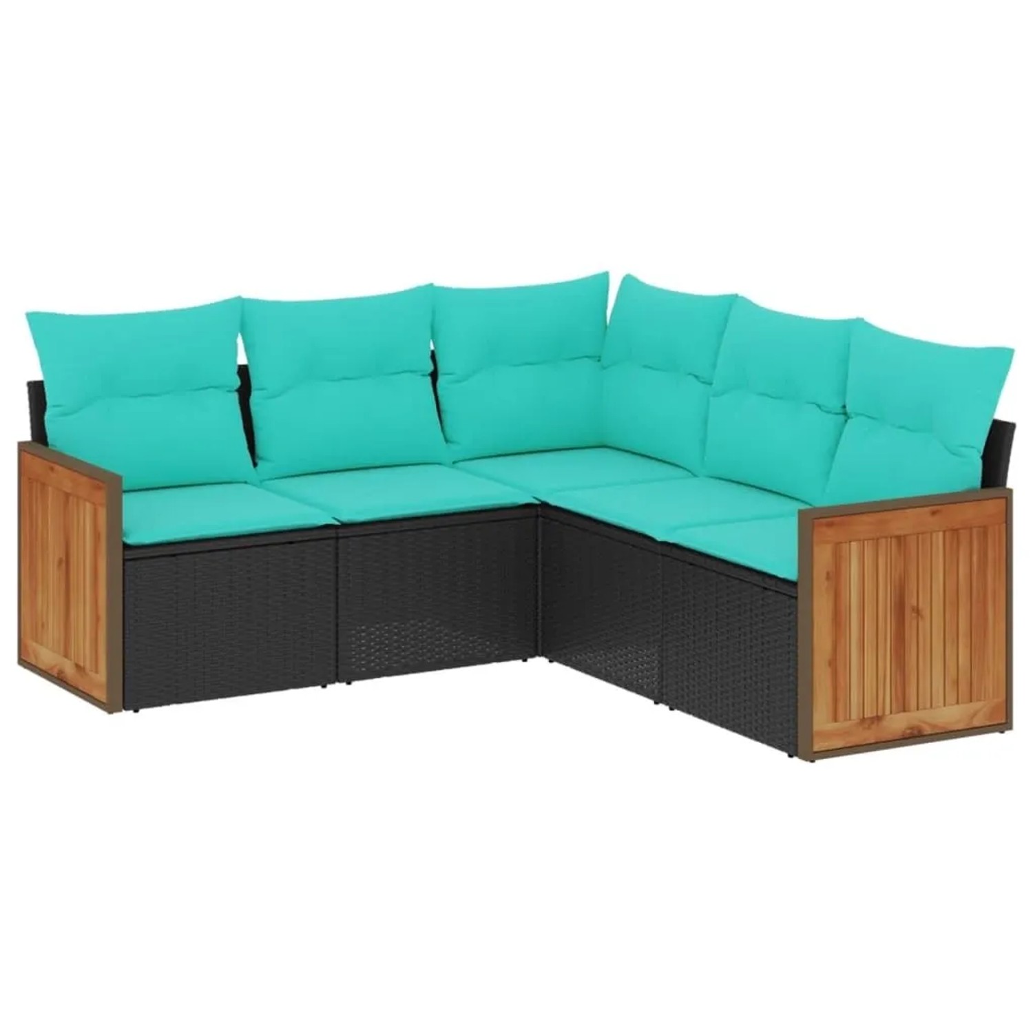 vidaXL 5-Tlg Gartensofa-Set mit Kissen Schwarz Polyrattan 3227639 günstig online kaufen