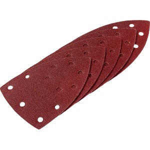 LUX Schleifauflagen K80 für Multischleifer, 5er-Set, rotbraun, mit Löchern.