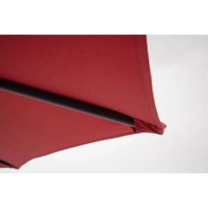 Detailaufnahme: Burgunderroter Yes Sonnenschirm Kalife, Ø 300 cm. Balkonschirm für sonnige Tage.