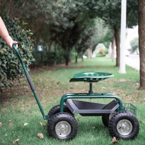 Axi Rollsitz AG22 Grün: fahrbarer Gartensitz mit Stauraum für komfortables Arbeiten.