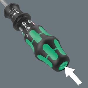 Wera Magazin-Schraubendreher Kraftform Kompakt 27 mit 6 Bits im Griff.