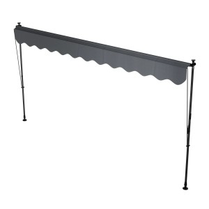 Graue Juskys Klemmmarkise Kapstadt 400x120 cm für Balkon und Terrasse.
