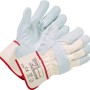 Leder Arbeitshandschuh Gr. 10 aus Rindspaltleder mit Canvas-Stulpe für Handwerk und Bau.