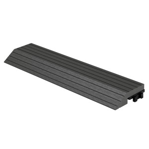 ML-Design WPC Abschlussleiste, anthrazit, für WPC-Fliesen, gerade Kante, geriffelte Oberfläche.