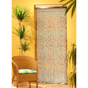 Türvorhang Menam aus Bambus und Holzperlen, 90x200 cm, als Raumteiler oder Dekoration.