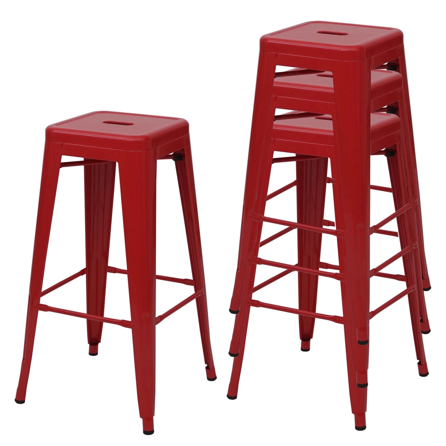 PROREGAL 4er-Set Barhocker Sitzhöhe 77cm Metall Industriedesign Stapelbar R günstig online kaufen