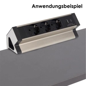 world-trading-net 3er Tisch-Steckdose DESKBOX mit USB-C&-A Edelstahl