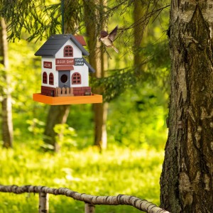 Relaxdays Vogelhaus Wirtshaus Holz Bunt Aufklappbar 23 cm x 18 cm x 18 cm 0,7 kg