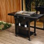 Enders Plancha-Grill Amaro 2: Schwarzer Gasgrill mit Edelstahl-Grillplatte und zwei Seitenablagen.