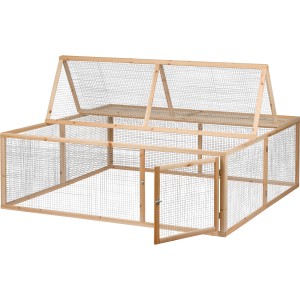 4-eckiges Freilaufgehege aus Holz aufklappbar 148 x 148 x 50 cm
