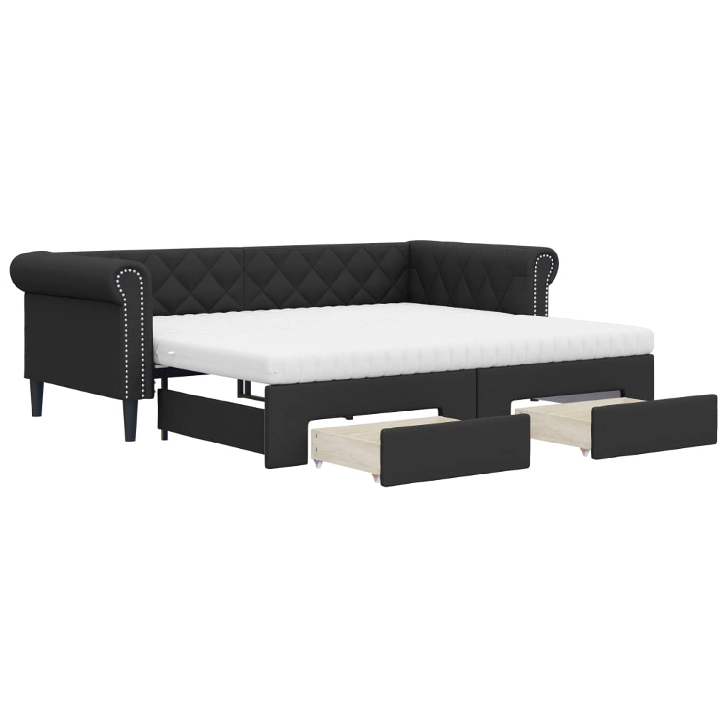 vidaXL Tagesbett Ausziehbar mit Schubladen Schwarz 90x200cm Kunstleder18812 günstig online kaufen