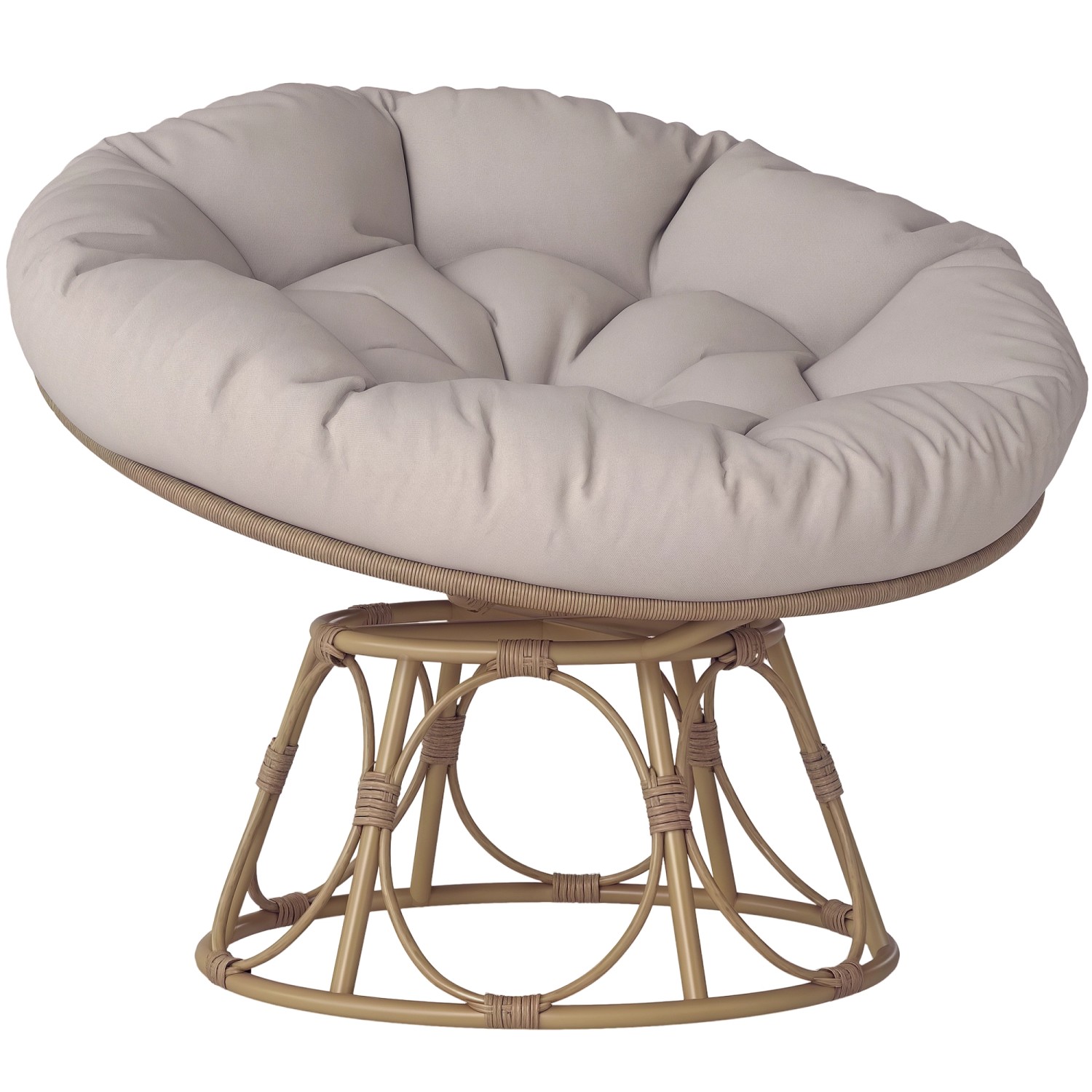 Outsunny Rattan Papasansessel Stahl  PE-Rattan 90L x 78B x 76H cm Hellgrau günstig online kaufen