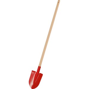 Rote Kinder-Spitzschaufel mit Holzstiel (90 cm) für den Garten.