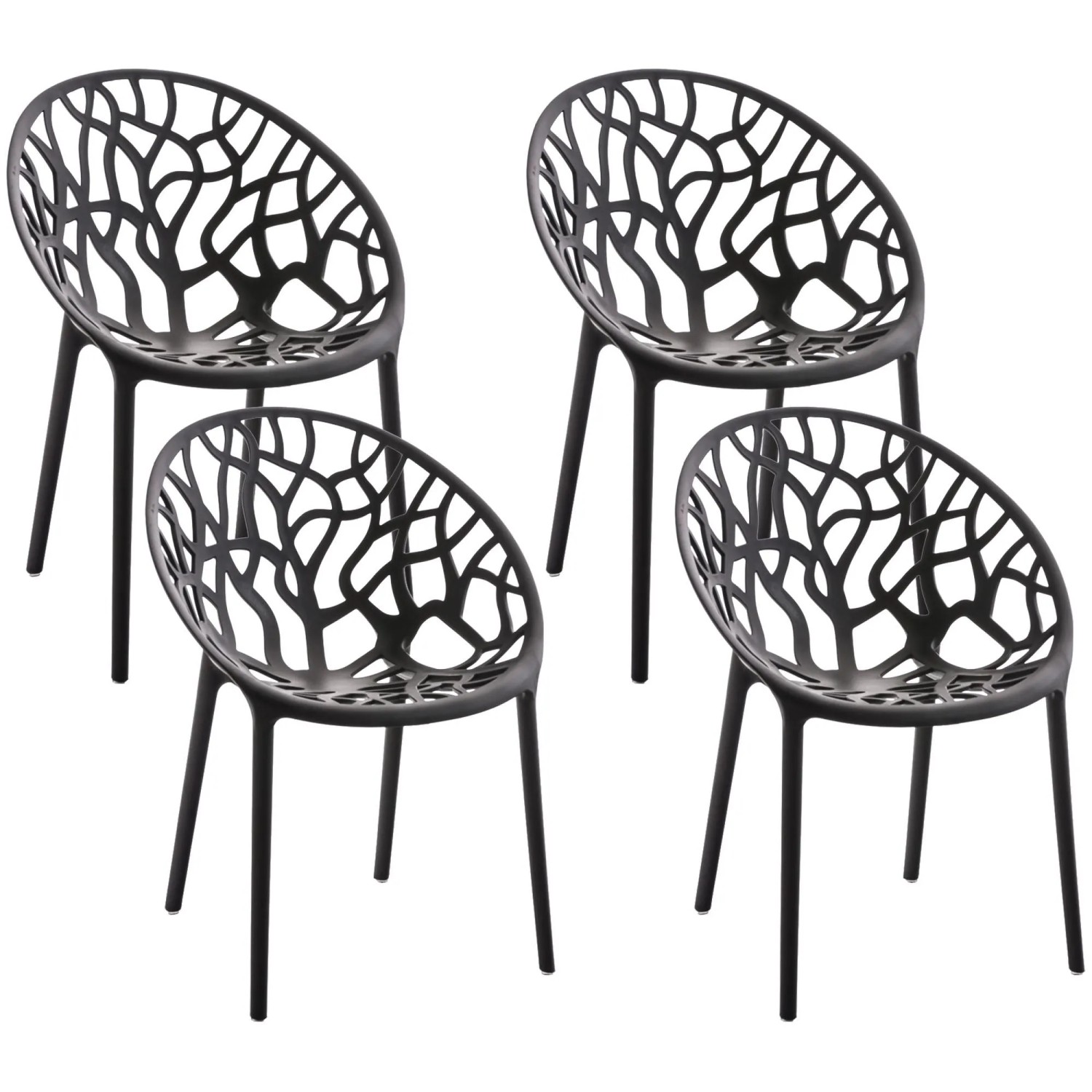 CLP 4er Set Gartenstühle Hope Schwarz