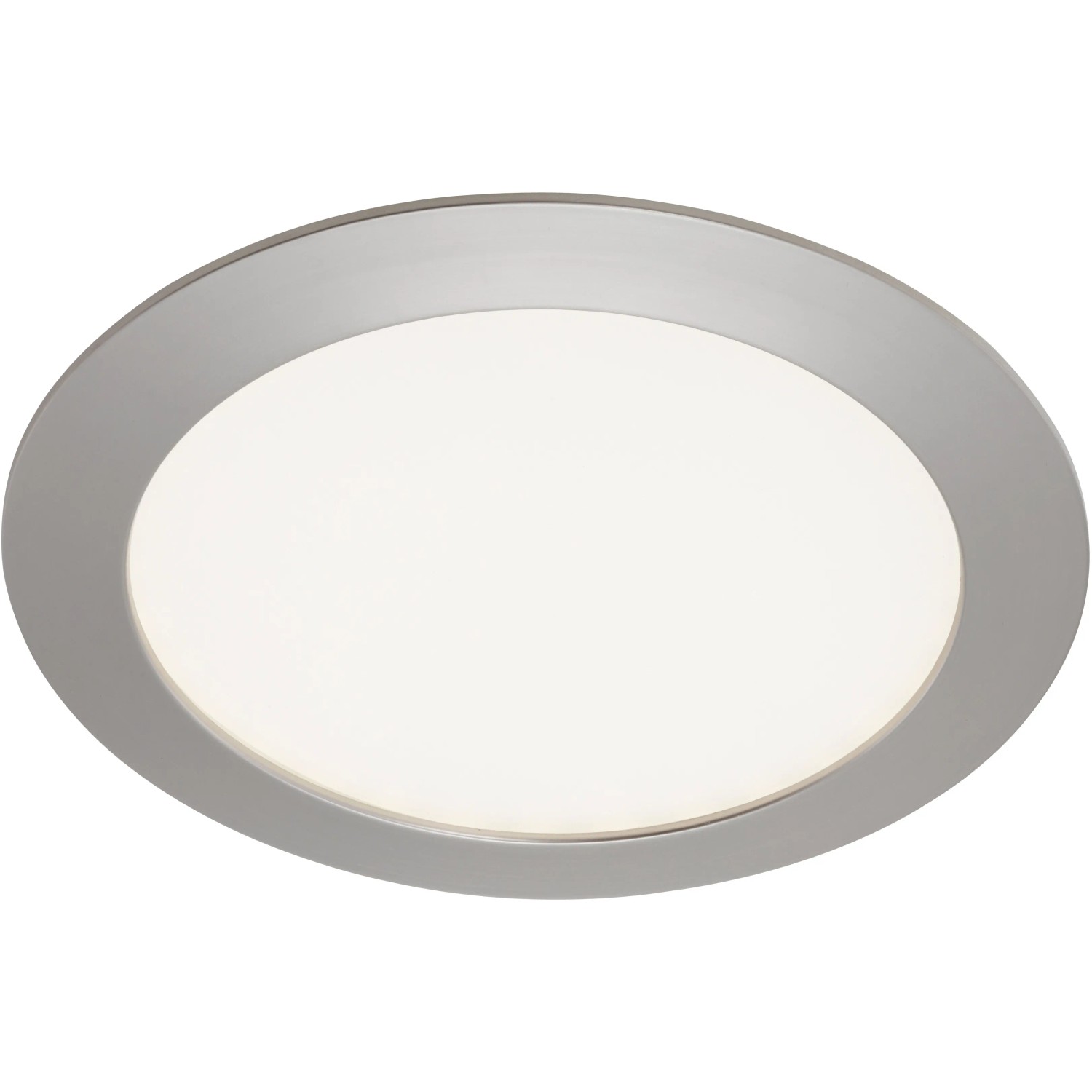 Runde LED-Einbauleuchte in Nickel matt, 17 cm Durchmesser für Deckenmontage.