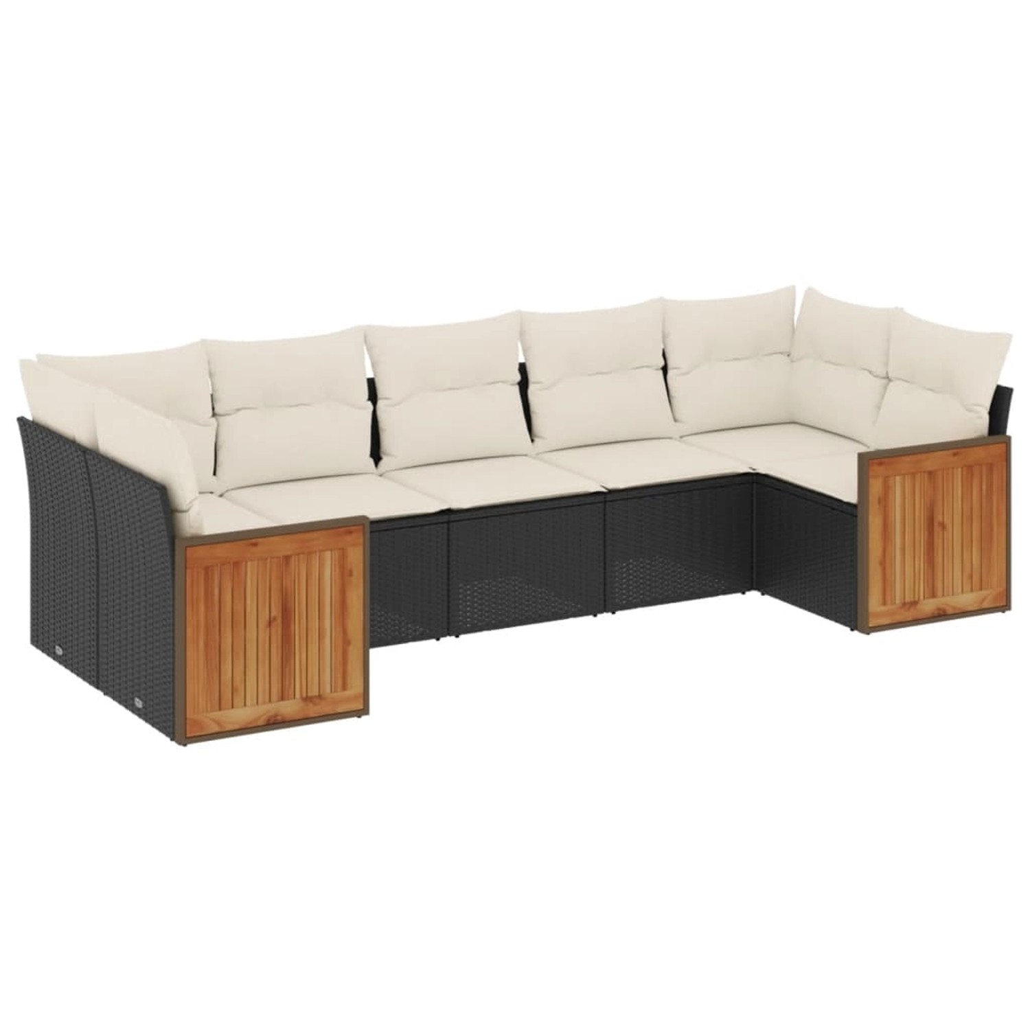 vidaXL 7-Tlg Garten-Sofagarnitur mit Kissen Schwarz Poly Rattan 3227946 günstig online kaufen
