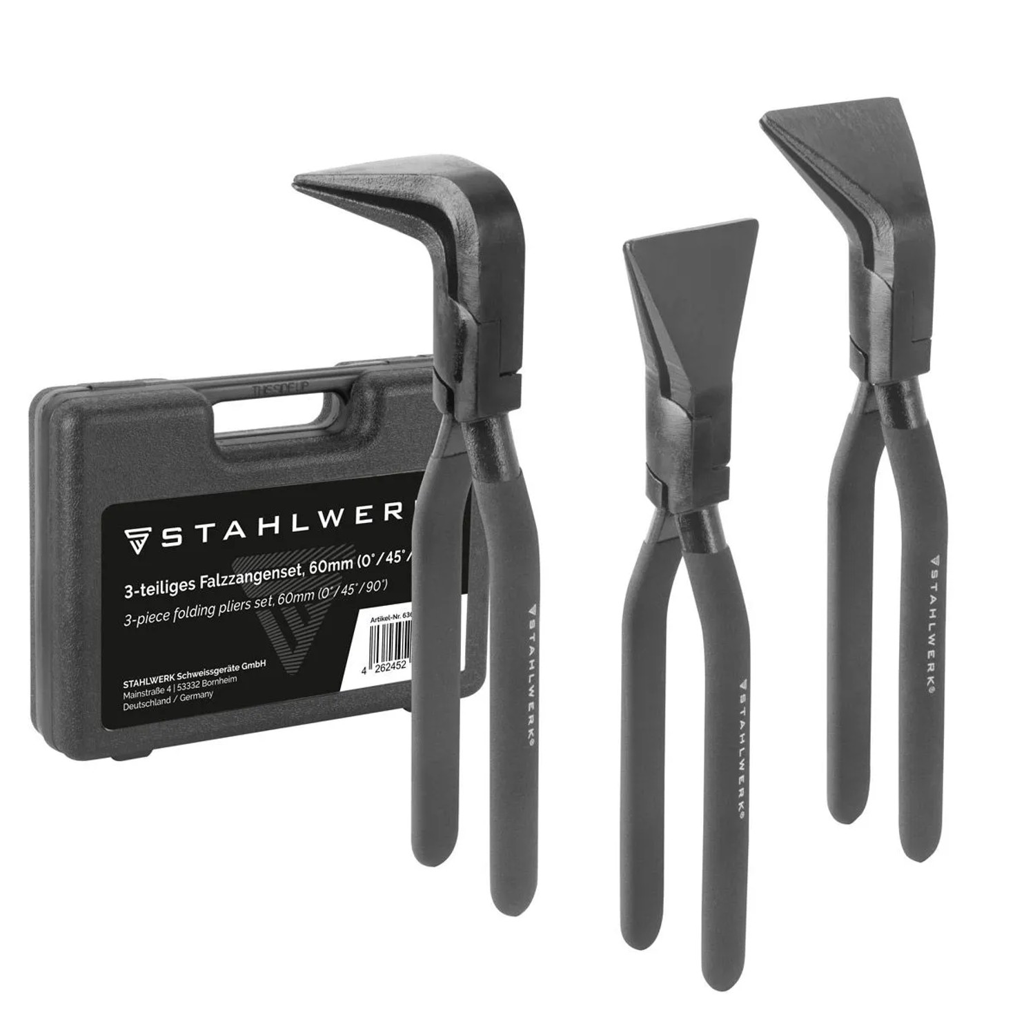 STAHLWERK Falzzangen Set 0 45 90 Grad Abkantzange Blechzange 60 mm
