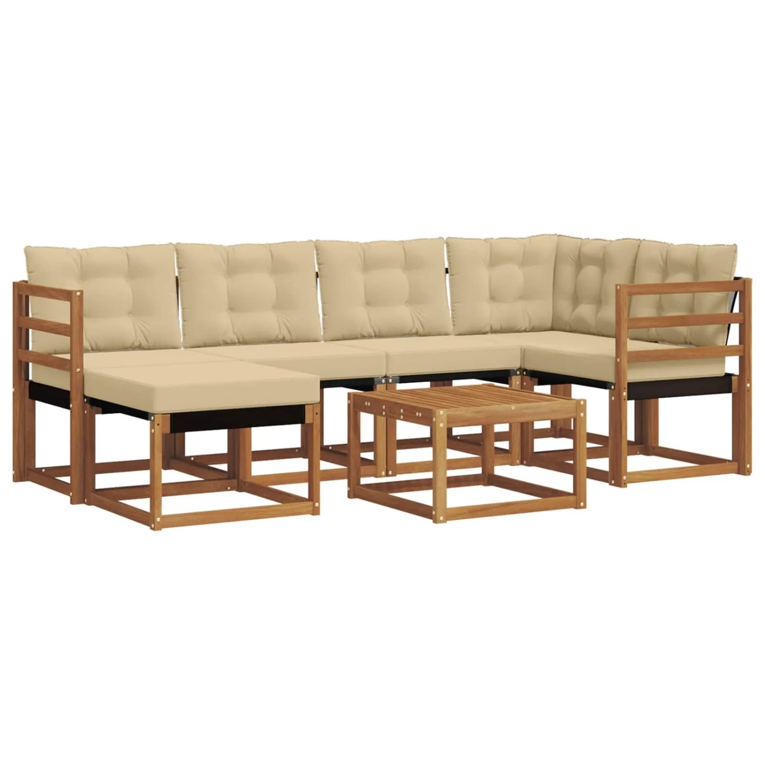 vidaXL Sofa Set mit Kissen 7-Tlg Natur und Beige 3368848