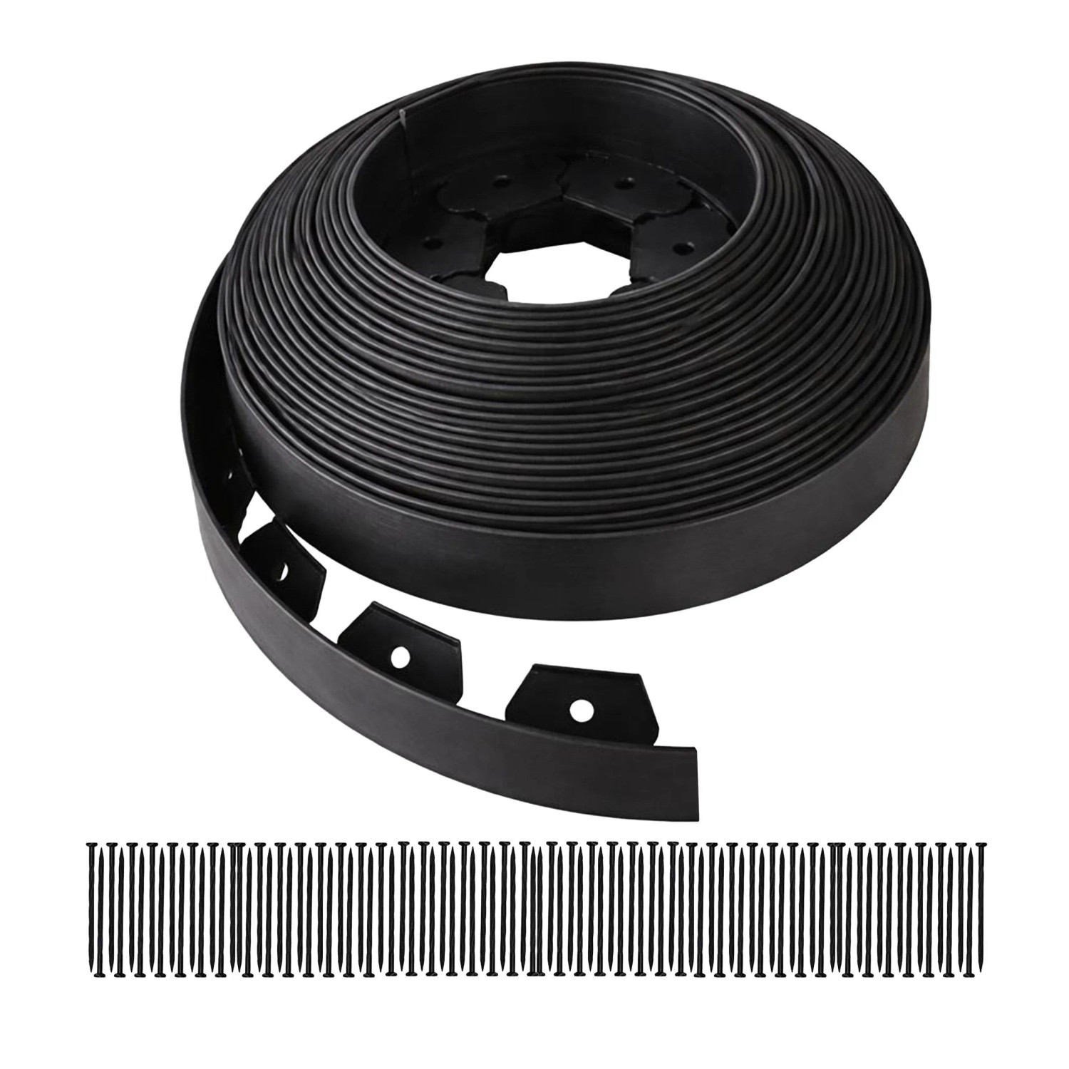 Relaxdays Rasenkante Kunststoff Schwarz Flexibel 30 m 6,5 kg