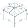 Technische Zeichnung: Canopia Gartenpavillon Palermo 3 x 3 in Anthrazit mit Maßangaben.