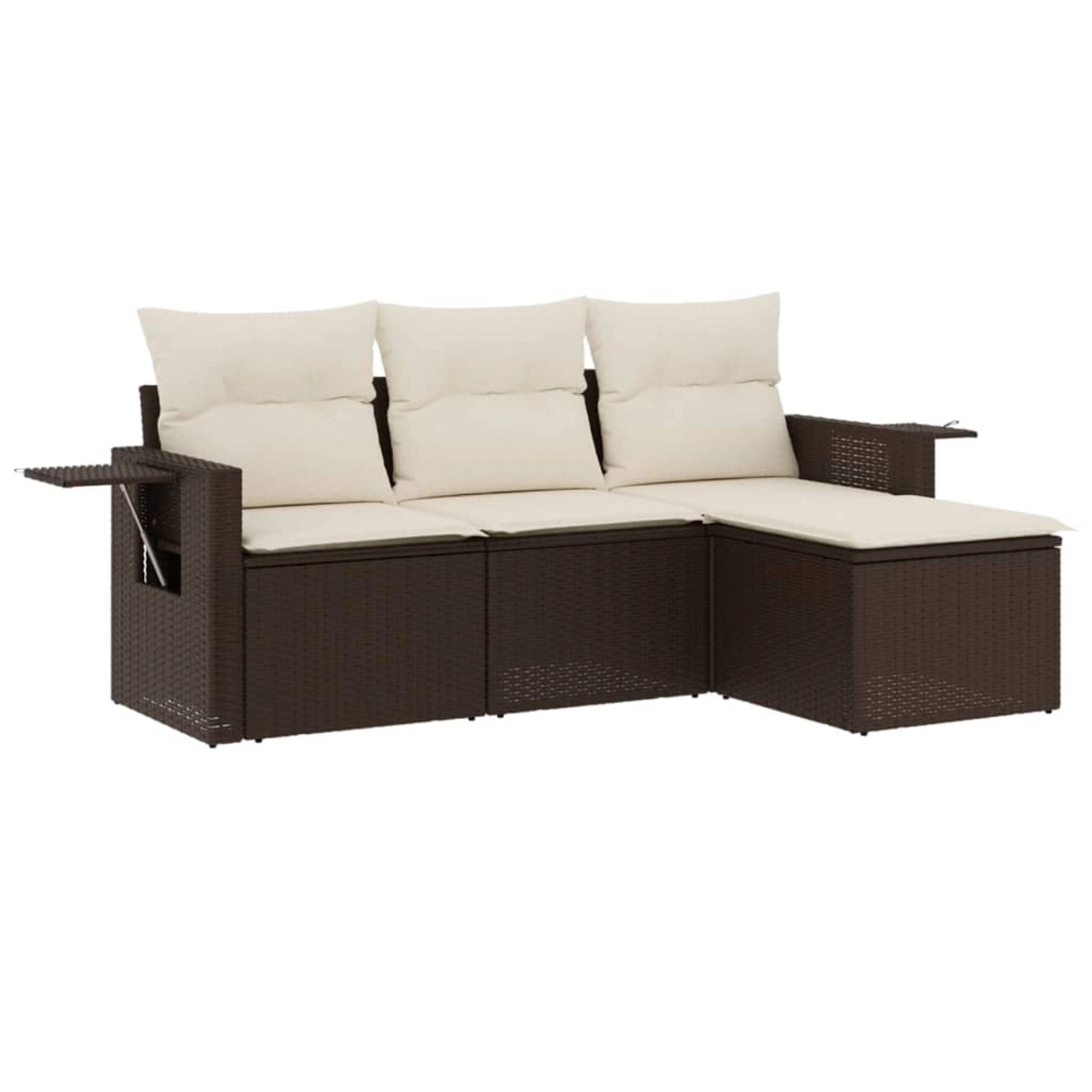 vidaXL 4-Tlg Garten-Sofagarnitur mit Kissen Braun Poly Rattan 3252410 günstig online kaufen
