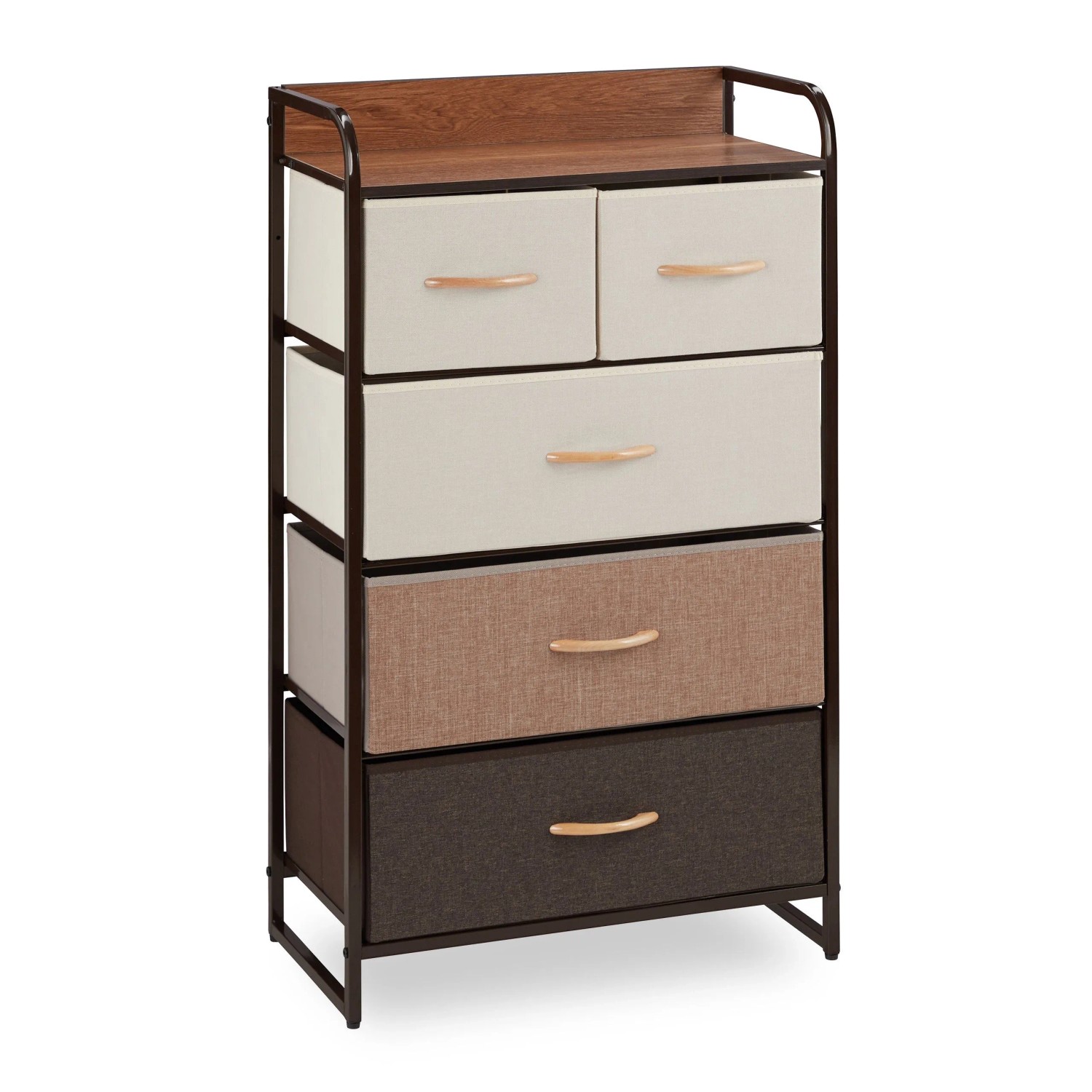 Relaxdays Schubladenschrank MDF Polyester Stahl Creme Holzoptik 100 cm x 58 cm x 31,5 cm 9,3 kg