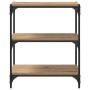 vidaXL Bücherregal Artisan-Eiche mit 3 Regalböden und schwarzem Metallrahmen im Industrial-Design.
