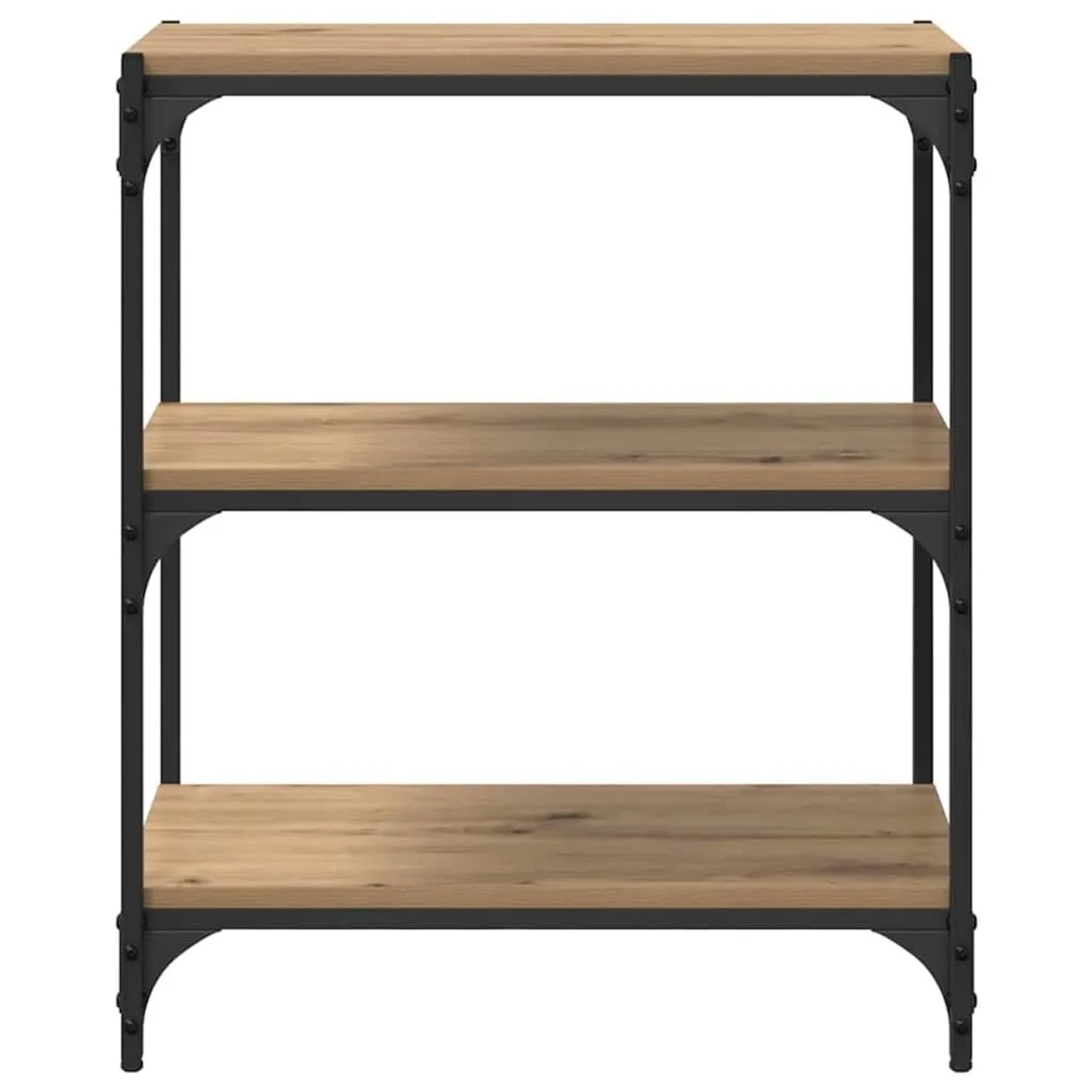 vidaXL Bücherregal Artisan-Eiche mit 3 Regalböden und schwarzem Metallrahmen im Industrial-Design.