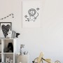 Komar Wandbild Scribble Lion, 30x40 cm, im Kinderzimmer mit Spielzeug.