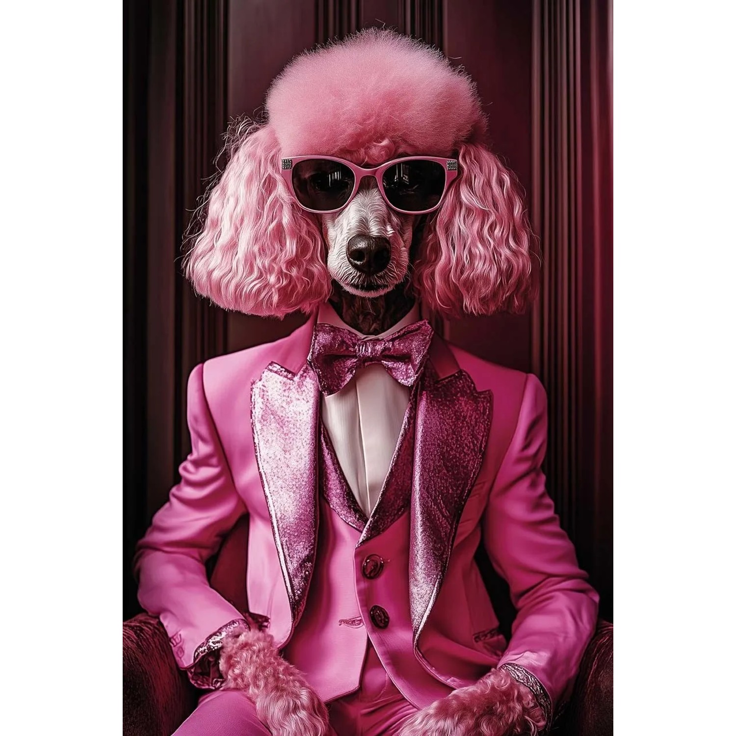 Art Universe Glasbilder Pink Pudel 60 x 90 cm