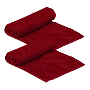 Relaxdays Kühlhandtuch 2er Pack Polyester Rot Kühlend 90 cm x 30 cm 40 g