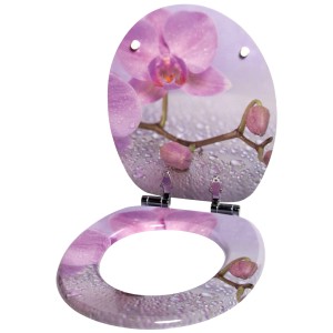 Sanilo WC-Sitz Blooming mit Orchideen-Motiv, Toilettendeckel aus Holz.
