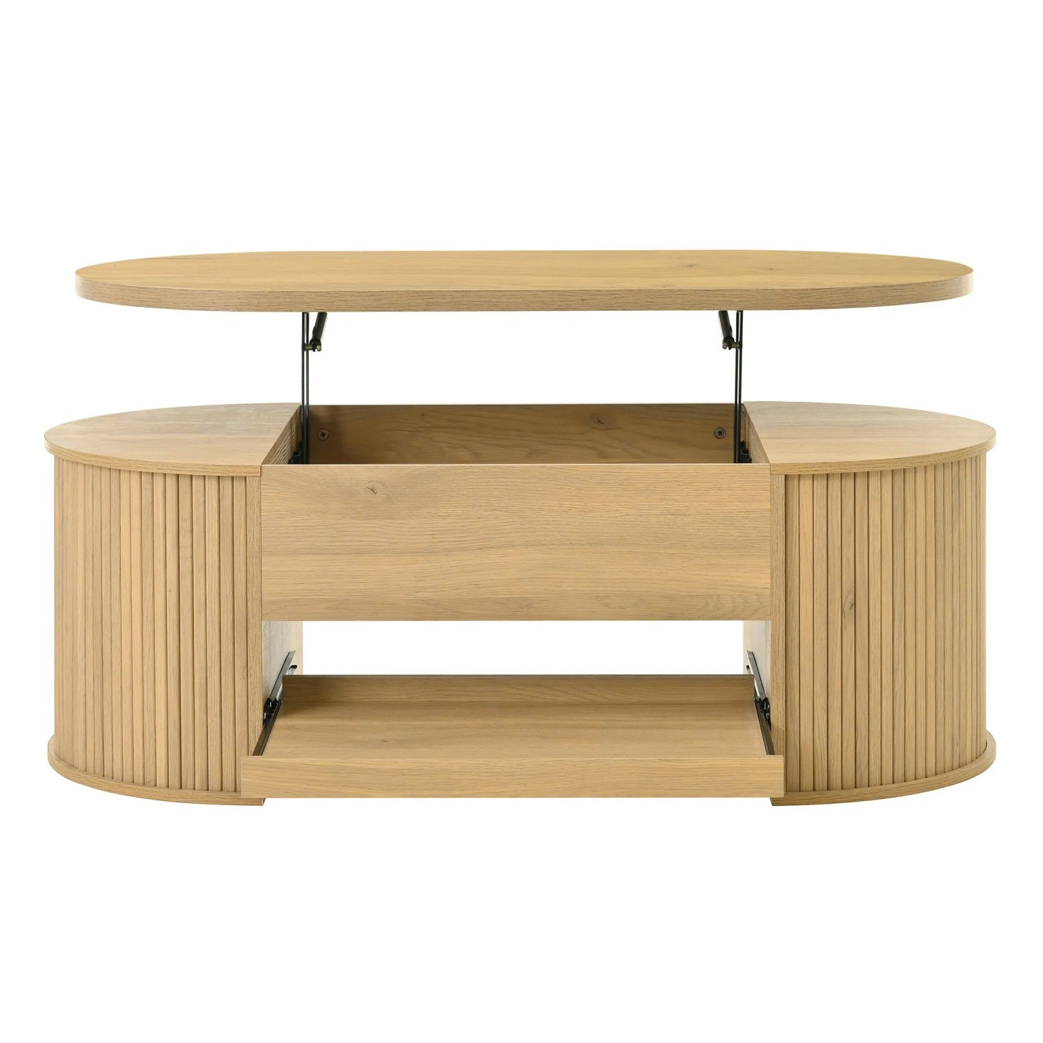 ModernLuxe Couchtisch Höhenverstellbar mit Ausziehbarer Ablage mdf Natur