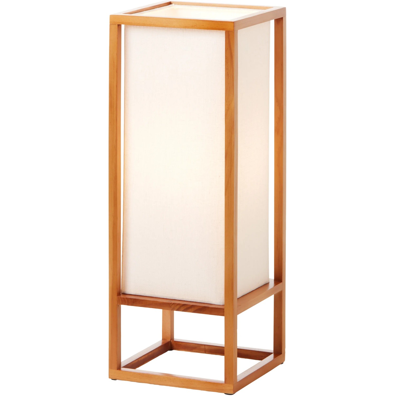 Brilliant Tischleuchte Seaside: Designlampe aus Holz und weißem Textil für gemütliches Licht.