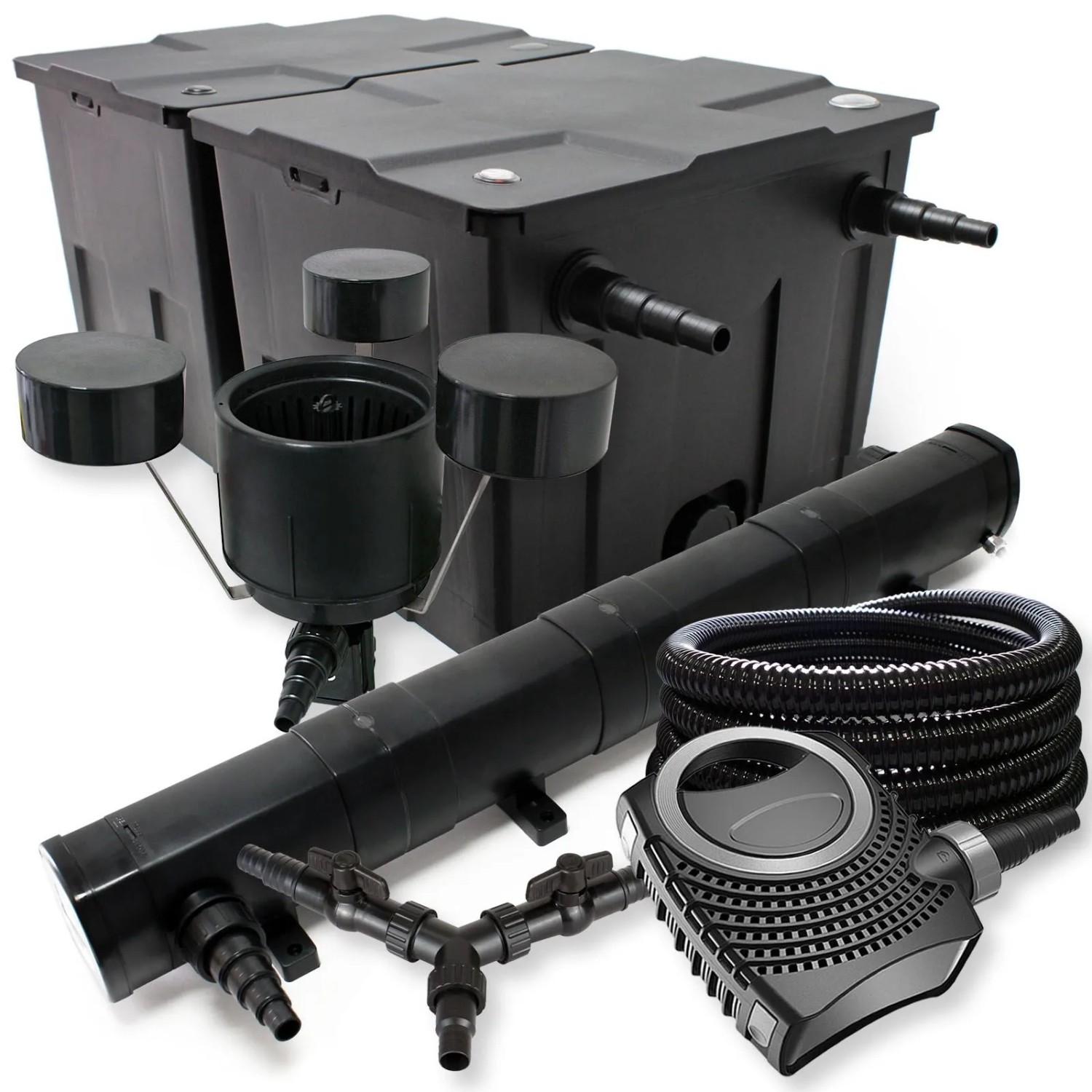 SunSun Filter 60000l Teich 72W Klärer NEO10000 80W Pumpe 25m Schlauch Skimmer