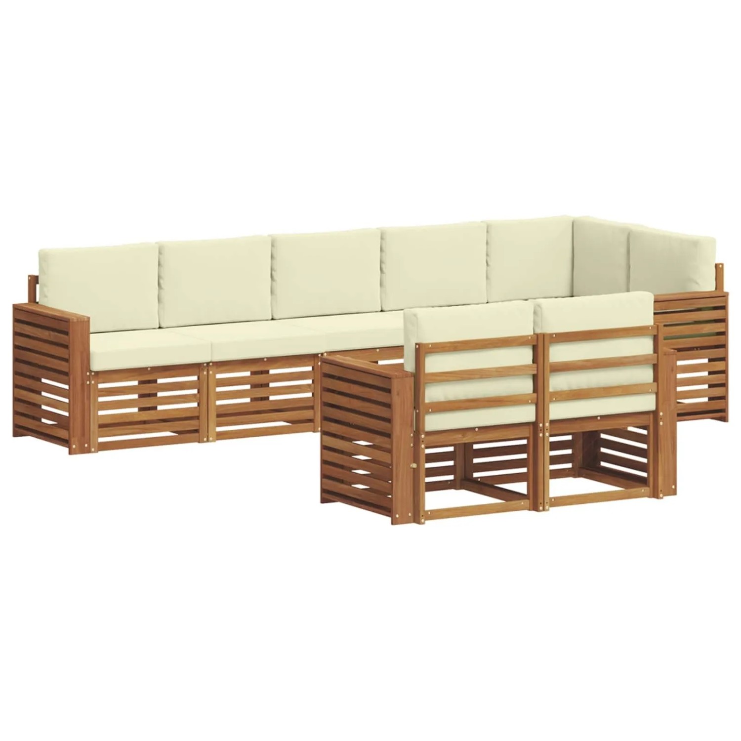 vidaXL Sofagarnituren 8 Tlg Natur und Creme Massivholz Akazie 3375015
