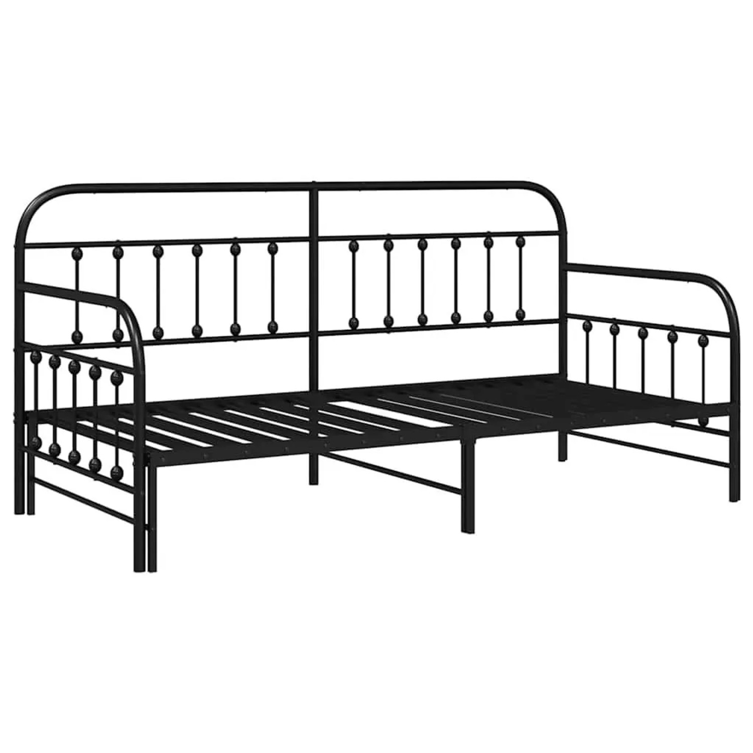 vidaXL Tagesbettrahmen mit Kopfteil Schwarz 90 x 190 cm Stahl 42002637