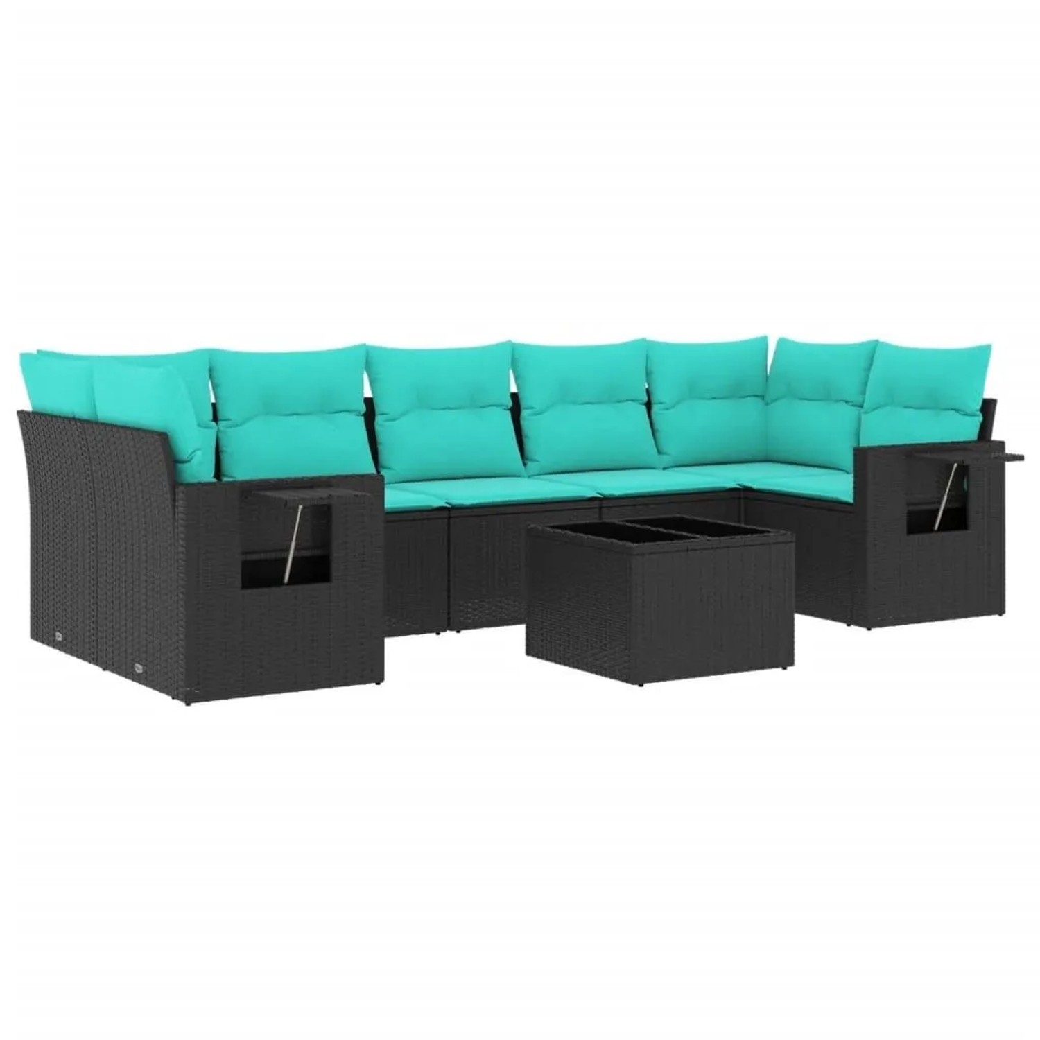vidaXL 8-Tlg Gartensofa-Set mit Kissen Schwarz Polyrattan 3219936 günstig online kaufen