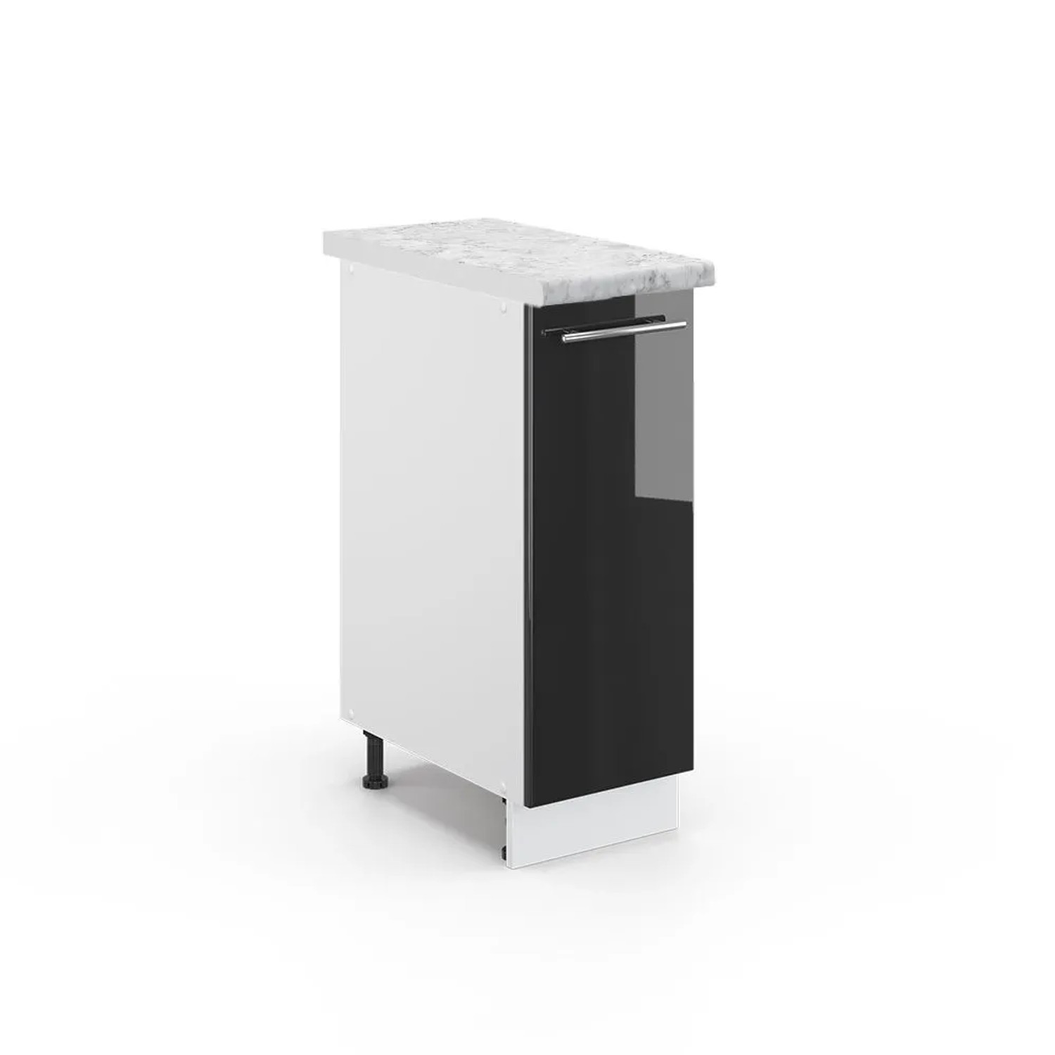 Vicco Apothekerschrank Fame-Line Anthrazit Hochglanz Weiß 30 cm AP Marmor