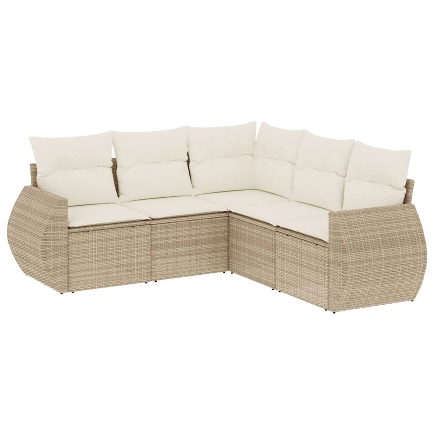 vidaXL 5-Tlg Garten-Sofagarnitur mit Kissen Beige Poly Rattan 3221347 günstig online kaufen