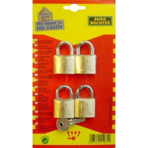 Burg Wächter Vorhangschloss-Set Quadro mit 4 gleichschließenden Schlössern und Schlüssel.