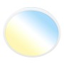Weiße, flache LED-Deckenleuchte Briloner Kada mit einstellbarer Farbtemperatur.