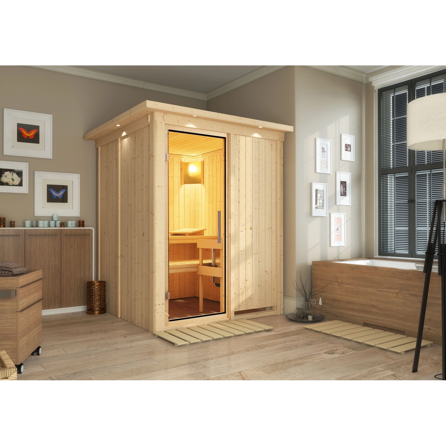 Karibu Sauna LED-Dachkranz Natur günstig online kaufen