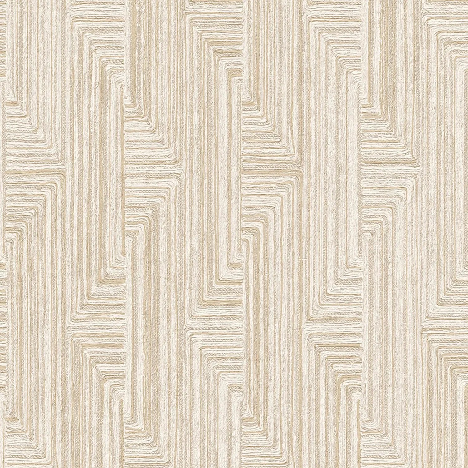 PROFHOME Sa524012-Di Ethno Tapete Textiloptik Metallic Creme Beige 0,53 m x 10,05 m  5,33 m2