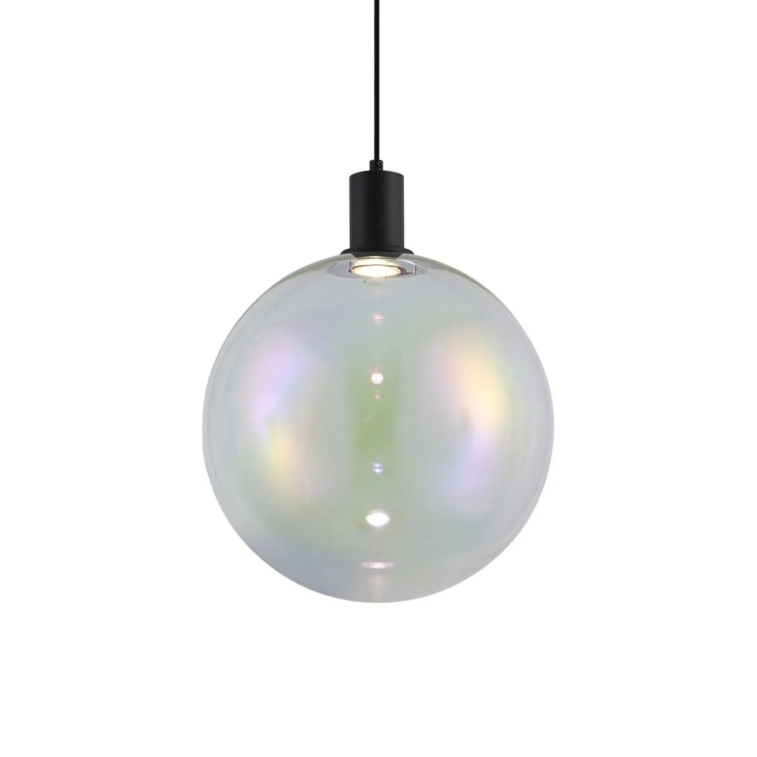 QAZQA Design-Hängeleuchte Schwarz mit Regenbogen-Glas 35cm Mallon