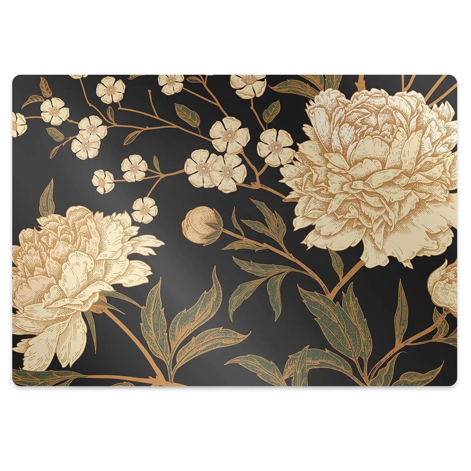 Tulup Bodenschutzmatte Weiße Pfingstrose Schutzmatte für Bürostuhl 100x70 cm Grau Bürostuhl Matte Bodenschutzmatte Schre...