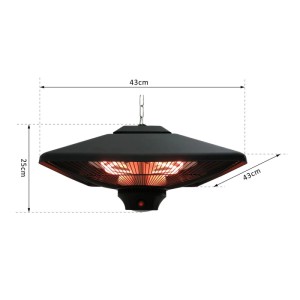 Outsunny Terrassenstrahler mit LED, 2000W, zur Deckenmontage. Heizstrahler für Terrasse und Balkon.