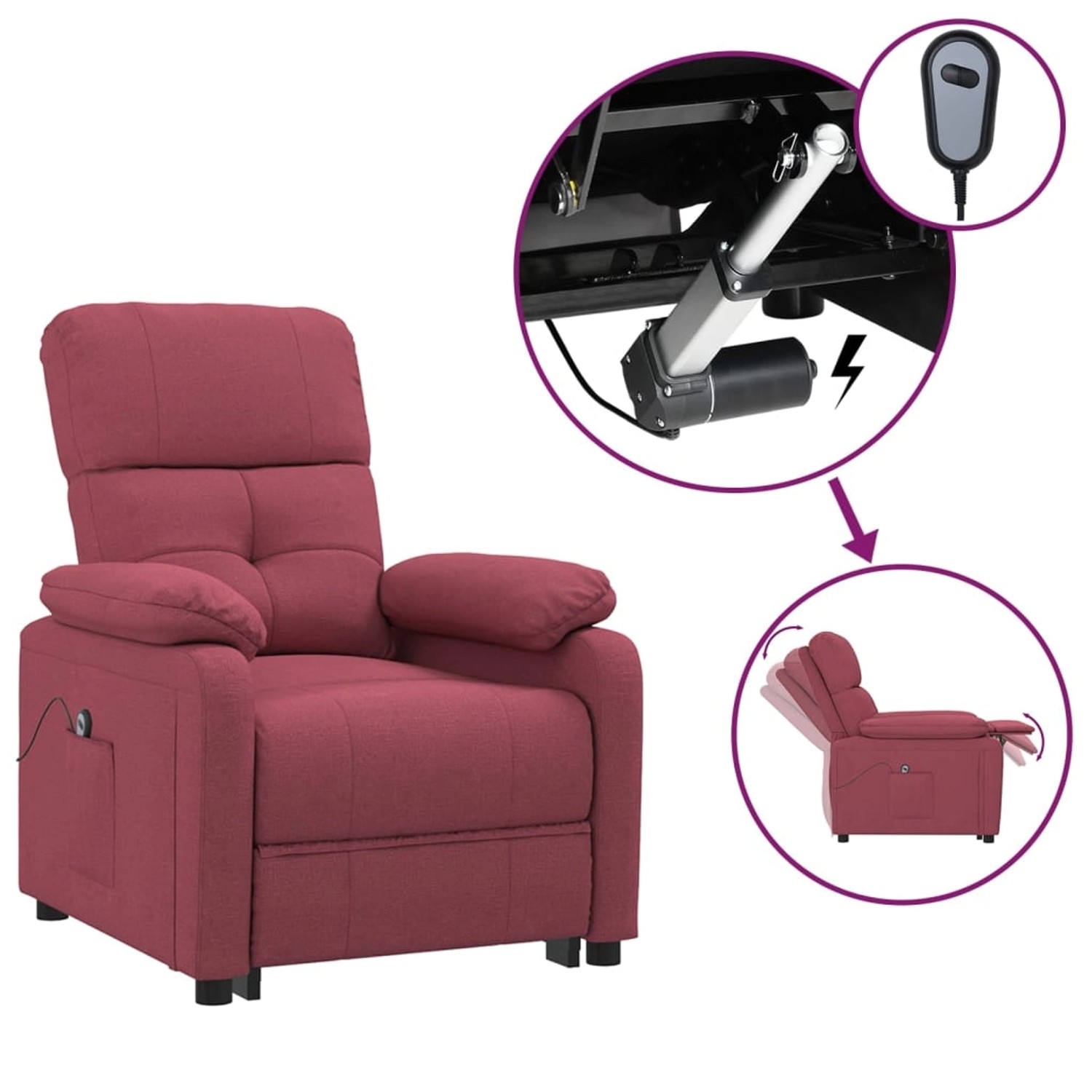 vidaXL Relaxsessel Elektrisch Weinrot Stoff 3073805 günstig online kaufen