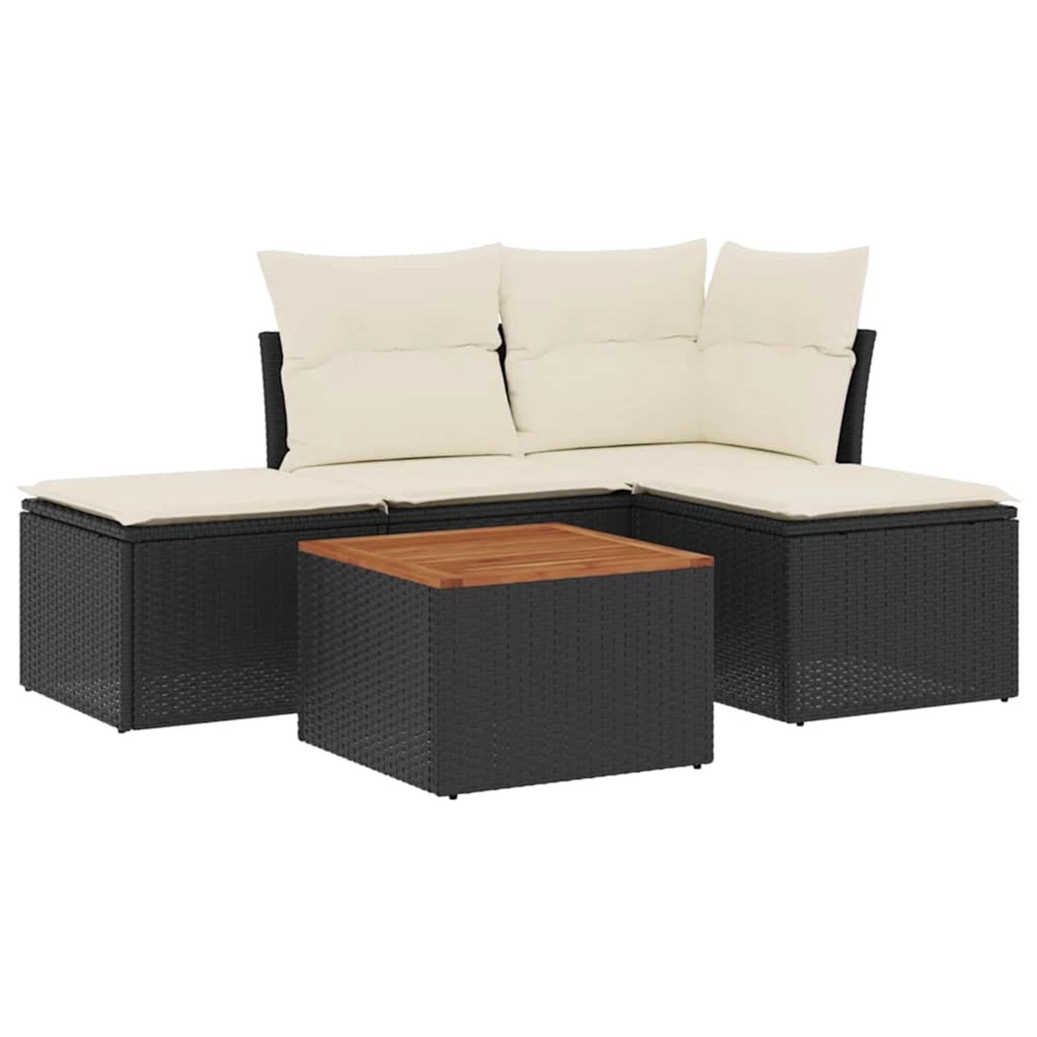 vidaXL 5-Tlg Garten-Sofagarnitur mit Kissen Schwarz Poly Rattan 3255916 günstig online kaufen