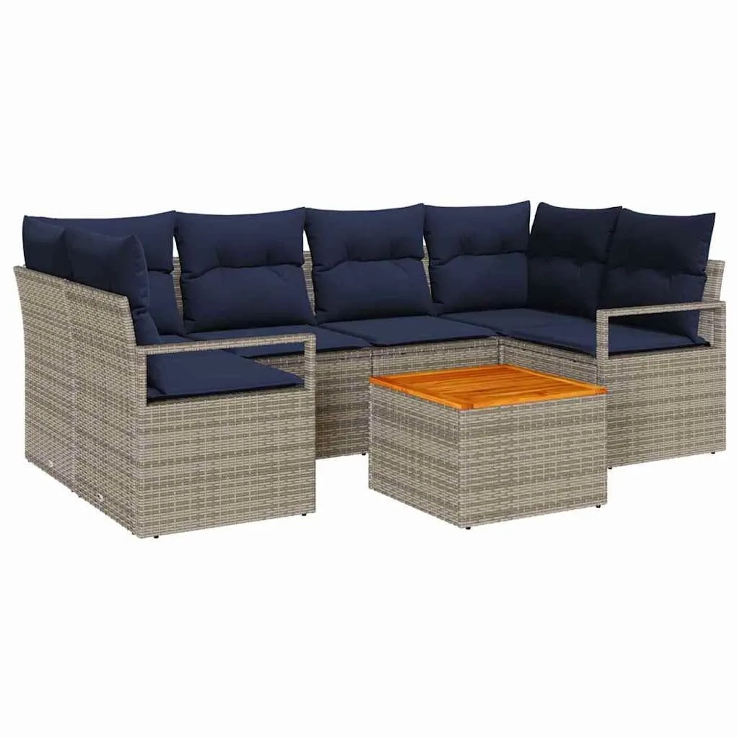 vidaXL Gartensofa-Set mit Kissen 7-Tlg Grau Poly-Rattan 3347661